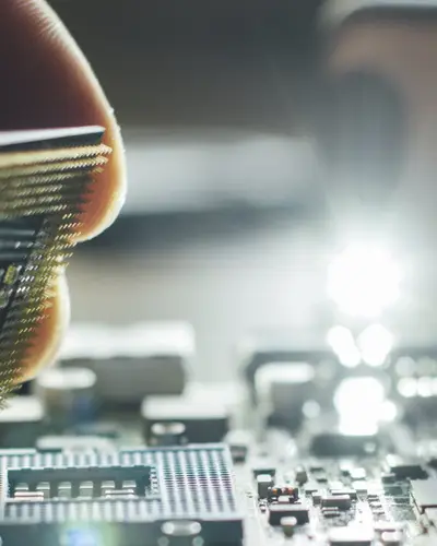Researcher installing processor